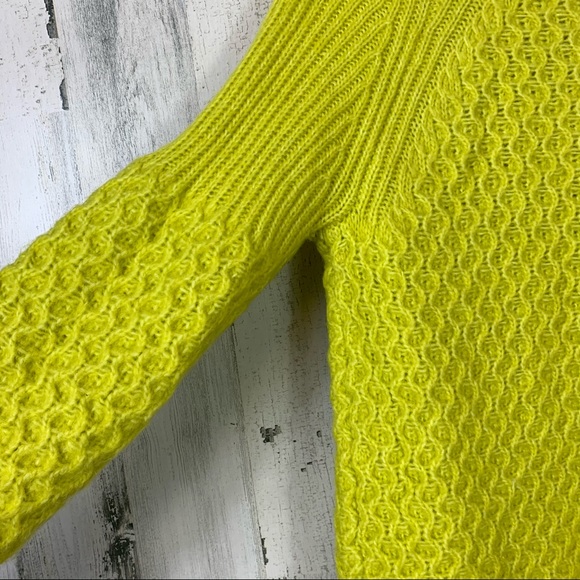 Anthropologie Bia Mock Neck Alpaca Blend Tunic Sweater in Neon Chartreuse XSMALL - Picture 9 of 13